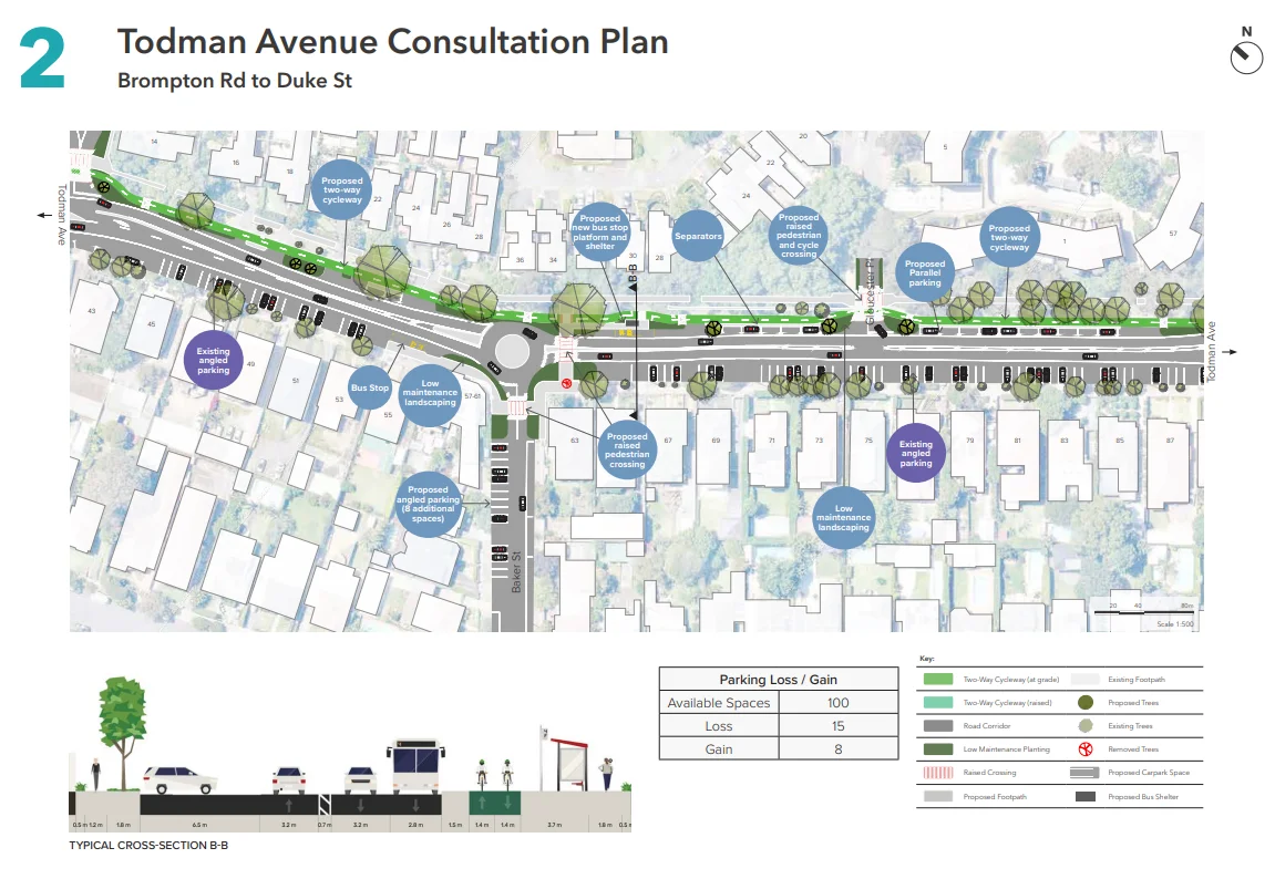 Map showing Todman Avenue route through Kensington